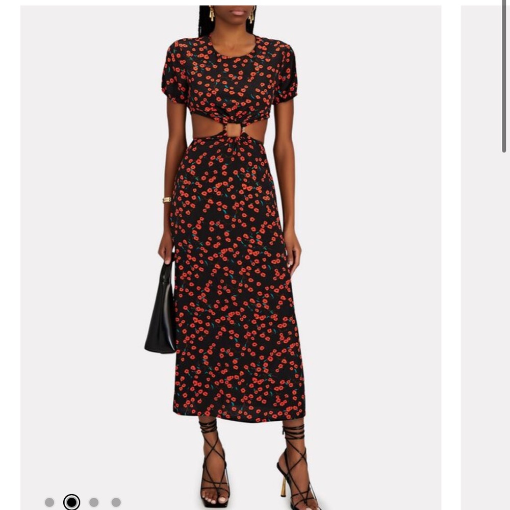 Staud floral midi dress with side cutouts